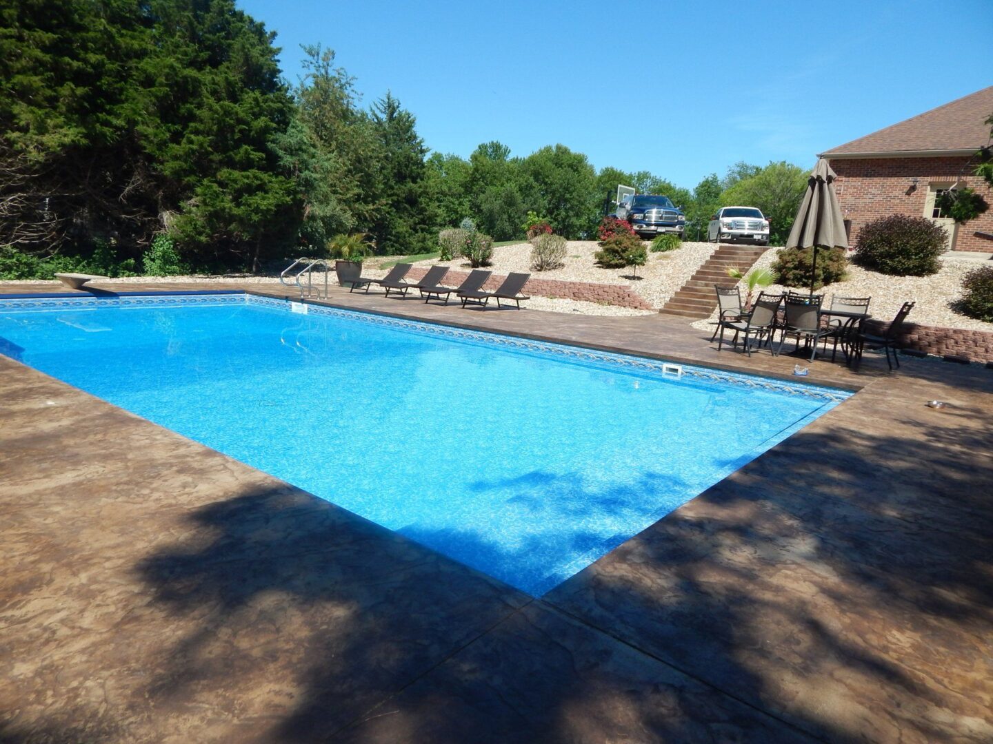 A wide view of an outdoor pool
