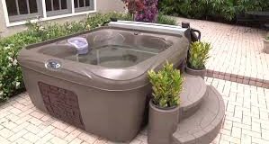 A brown hot tub